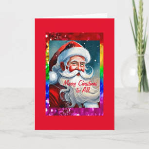 Cartão Papais noeis Rainbow Pride 5" x placa de Natal de
