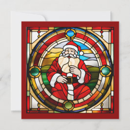 Cartão Papais noeis Sentados De Vidro Mantidos