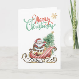 Cartão Papais noeis Sleigh Christmas Tree Folheed