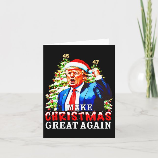 Cartão Papais noeis Trump 45-47 Pijamas Xmas fazem Natal  (Frente)