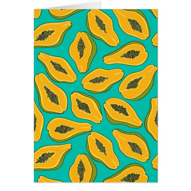 Cartão Papaya slices on turquoise (Frente)