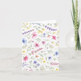 Cartão Papel de Carta de Flor Silvestre Aquarela