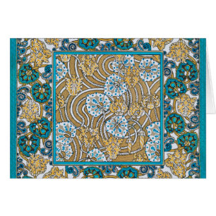 Cartão papel de parede de flores azul-de-art-nouveau