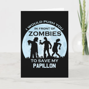 Cartão Papel de Parede de Papillon Pet Halloween Zumbi En