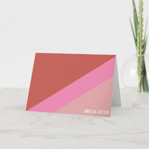 Cartão Papelaria Personalizada Rosa e Vermelho Retro Nome