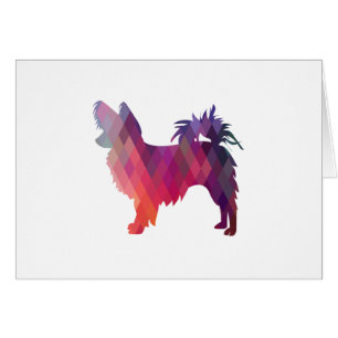 Cartão Papillon Dog Geo Pattern Silhouette Purple Card