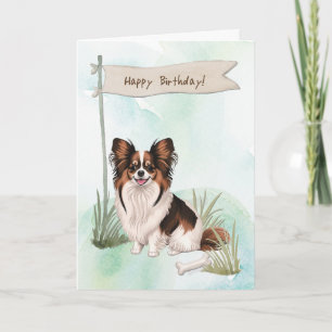 Cartão Papillon Dog Nasceu Lá Fora Sob Sinal De Aniversár