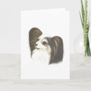 Cartão Papillon Dog Pencil Drawing Greeting Card