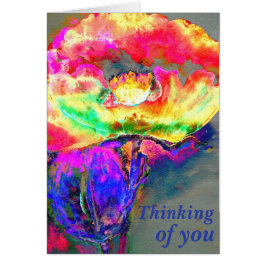 Cartão Papoila-flor-rosa-amarela-abstrato elegante