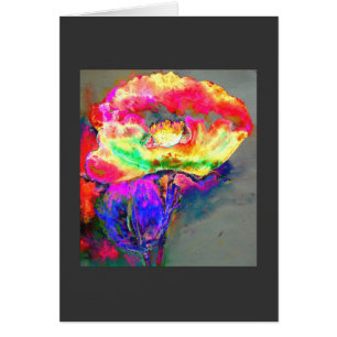 Cartão Papoila-flor-rosa-amarela-abstrato elegante