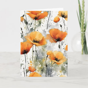 Cartão papoula californiana - Flores em aquarela