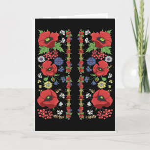 Cartão Papoulas Vermelhas Ucrânia Camiseta Floral Bonita
