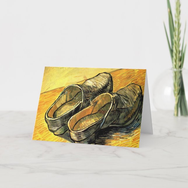Cartão Par de Couro Clogs de Vincent van Gogh (Frente)