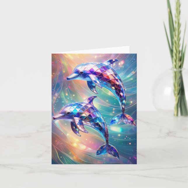 Cartão Par de Golfinhos Cristais (Frente)