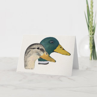 Cartão Par de Patos-Alarde, Drake e Hen, Aquarela