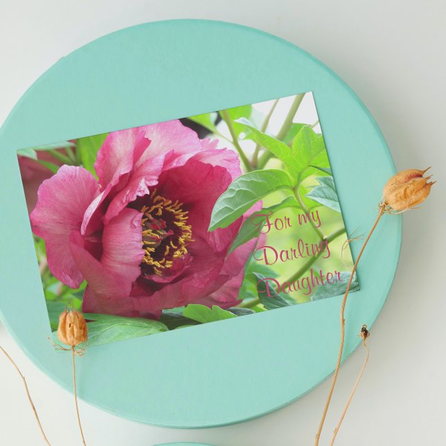 Cartão Para a Filha Peônia Floral Vermelha Dia das Mães (In Situ)