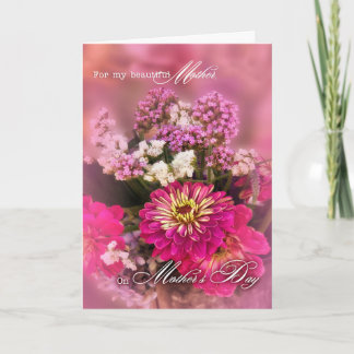 Cartão Para a mãe no Dia de as mães Buquê feminino rosa