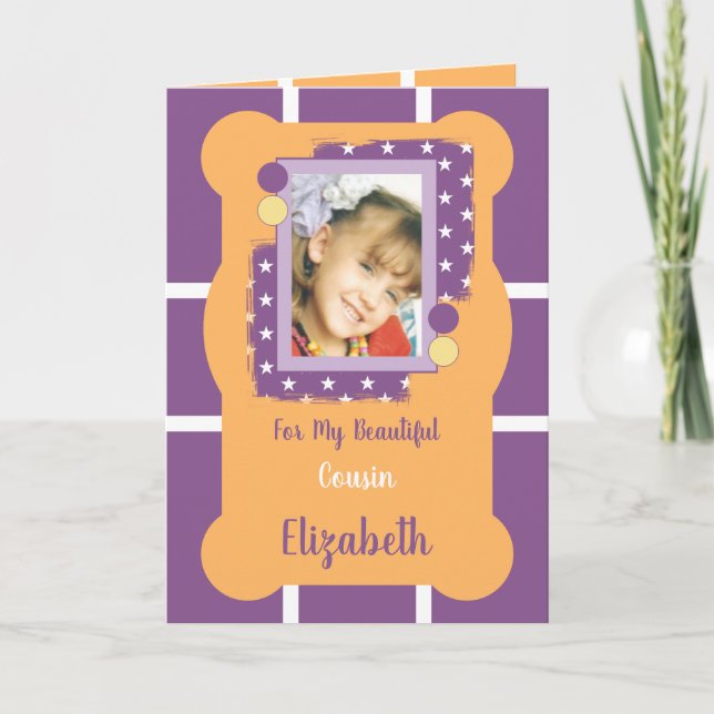 Cartão Para a minha linda fotografia púrpura e laranja do (Frente)