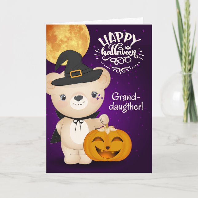 Cartão Para a neta da bruxa do Urso de Halloween (Frente)