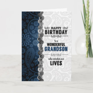 Cartão para a Paisley Azul de Aniversário do NOSSO neto