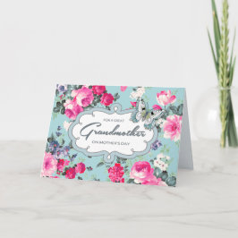 Cartão Para a vovó no Dia de as mães. Rosas Vintage