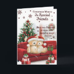 Cartão Para alguns amigos especiais, Design de Natal boni<br><div class="desc">"Feliz Natal para um Cartão de Natal Muito Especial Amigo" é uma maneira emocionante de transmitir seus desejos calorosos e celebrar sua amizade especial durante o feriado. Esta carta é perfeita para mostrar sua apreciação e espalhar alegria para um amigo que tem um lugar especial em seu coração. É um...</div>