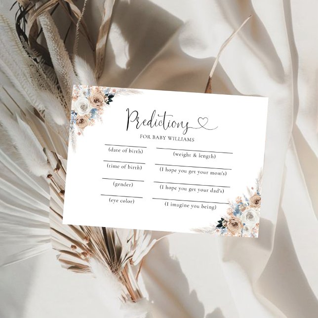 Cartão Para Bebidas Florais De Ivory E Blue Boho (Criador carregado)