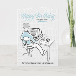 Cartão para Boss Funny Computer Cara Birthday