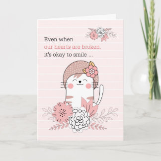 Cartão para Crianças Simpatia Gato e Flores Rosa Rosa
