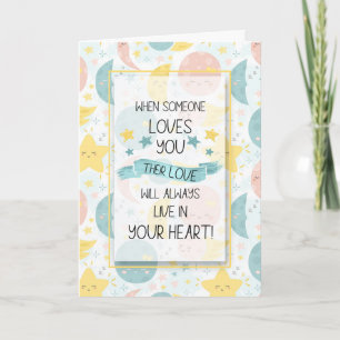 Cartão para Crianças Simpatia Lua e Estrelas Tipografia