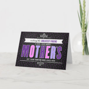Cartão para Dia de as mães de Tipografia Roxo Amigo