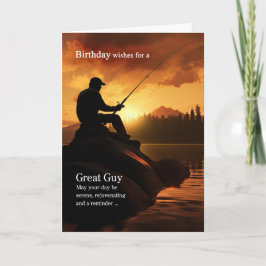Cartão para Ele no seu Aniversário Pesca Pescador Nascer 