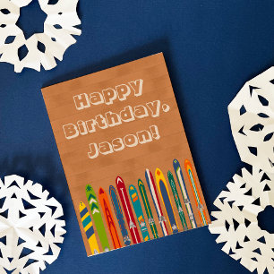 Cartão Para Esquiadores Personalizado Divertido Aniversár