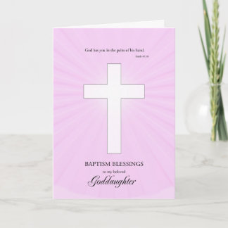 Cartão Para GodFilha Baptism, Cruz Brilhante