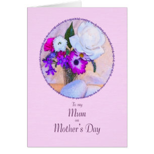 Cartão Para Mãe, Dia de as mães com flores pintadas.