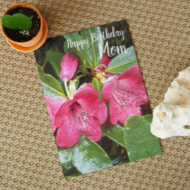 Cartão Para Mãe Red Rhododendrons Aniversário Floral