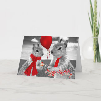 Cartão Para Marido Birthday Cute e Esquilos Românticos