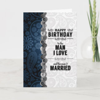 Cartão para Marido Blue Paisley Sentimental Birthday