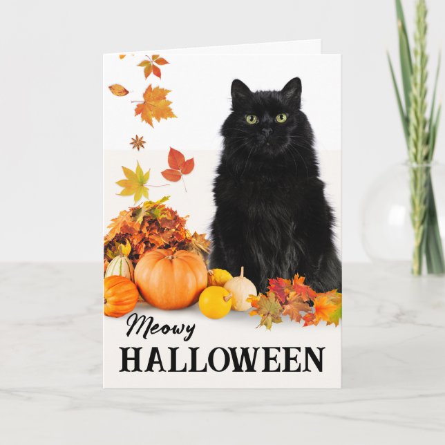 Cartão Para Meu Gato Preto do Halloween Humano (Frente)