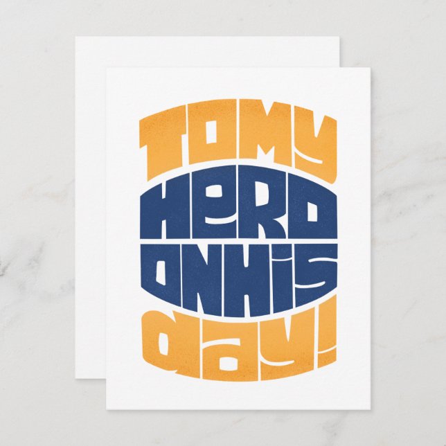 Cartão Para Meu Herói No Seu Dia Feliz Dia dos Pais Cartã (Frente/Verso)