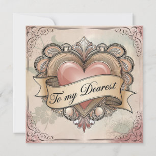 Cartão Para Meu Querido: Coração com Design Ornamentado