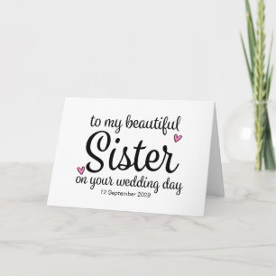 Cartão Para Minha Irmã no Seu Dia de Casamento para Noiva