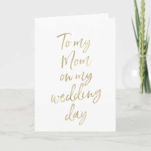 Cartão Para minha mãe no meu casamento   Letra Dourada Es