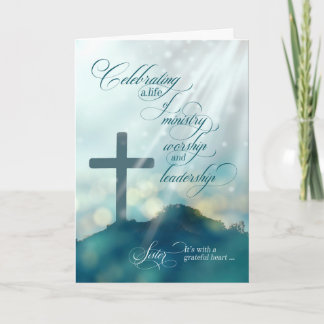 Cartão para Nun Ordination Anniversário Teal Cross