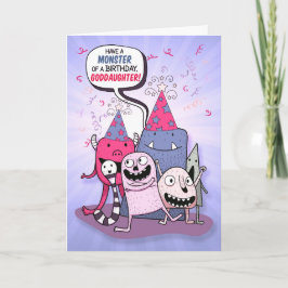 Cartão para o dia de aniversário de GodFilha Pink e Monst