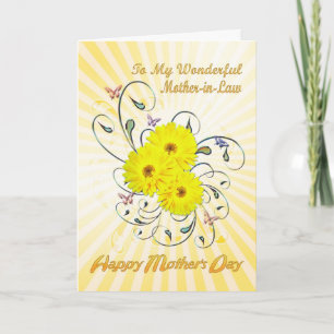 Cartão Para o Dia de as mães-sogro com flores amarelas