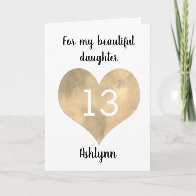 Cartão Para o meu lindo aniversário de 13 de filha (Frente)