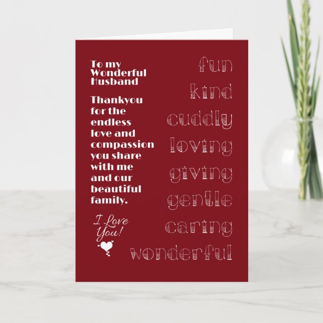 Cartão para o Meu Maravilhoso Marido (Frente)