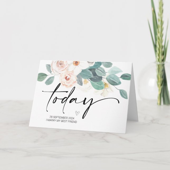 Cartão Para o meu noivo no nosso dia de casamento da noiv (Frente)