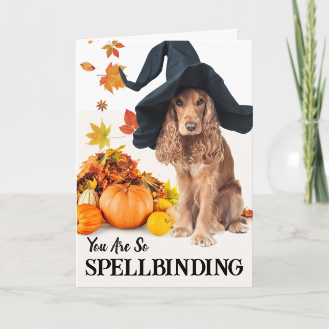 Cartão Para o Namorada de Spellbinding Halloween Dog em C (Frente)